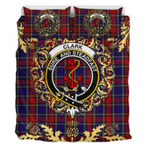 Clark Red Tartan Crest Bedding Set - Golden Thistle Style